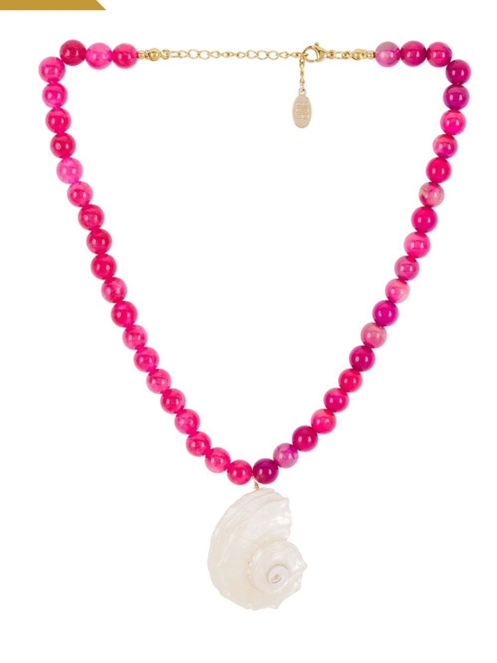 8 Other Reasons Pink Beaded Necklace with White Shell Pendant